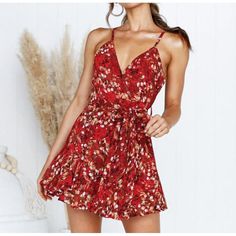 FREE SHIPPING Elegant Red Print Short Dress Women 2019 Summer Sexy Strap V Neck Backless Dress Holiday A-Line Bow Chiffon Dress Vestidos JKP1439 V Neck Backless Dress, Short Dress Women, Backless Dress Short, Printed Short Dresses, Female Dress, Summer Elegant, Chiffon Fashion, Elegant Red, Tea Length Dresses