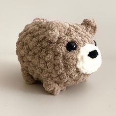 Low-Sew, Super Fast Crochet Bear (20 Minute Amigurumi Project with Beginner Friendly Video Tutorial) — The Mary Jay No Sew Animal Crochet Pattern, Chunky Crochet Animals, Crochet Bear Free Pattern, Crochet Bear Pattern Free, Small Crochet Bear, Pug Crochet Pattern, Koala Crochet Pattern, Crochet Bear Pattern, Amigurumi Plushies