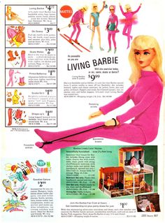 an advertisement for living barbie dolls from the 1950's