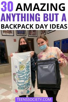 These anything but a backpack day ideas are hilarious! Anything But A Bookbag Day, Any Thing But A Backpack Ideas, Ideas For Anything But A Backpack Day, Anything But A Backpack Day Ideas Funny, No Backpack Day Ideas School Funny, Everything But A Backpack Spirit Week, Bring Anything But A Backpack Day