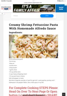 the homepage for shrimp alfredo alfredo sauce