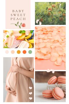 a collage of photos with different food items and text that reads baby sweet peach