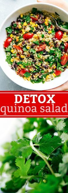 The best DETOX quinoa salad -- such healthy and delicious ingredients that are so good for you and help detox your body. Recipe from chelseasmessyapron.com Salad Lovers, Seasoned Vegetables, Wild Rose Detox Recipes, Food Savoury, Veggie Salad Recipes, Salad Kale, Quinoa Recipe, Veggie Juice