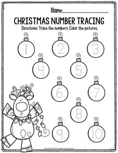 christmas number tracker for kids to practice numbers 1 - 10 in the form of an orname