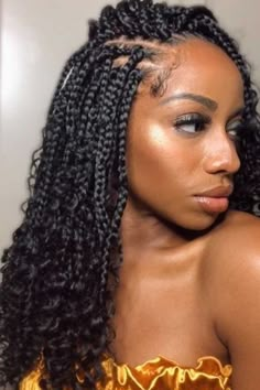 Trendy Prom Hair, Curls For Prom, Braided Prom Hairstyles, Curly Braided Hairstyles, Prom Hair Ideas, Boho Box Braids, Ladies Hairstyles, New Hairstyle Ideas, Box Braids Crochet