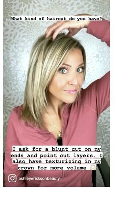 My haircut in detail 🤍 - Ashley Erickson Beauty in 2022 | Bob haircut for fine hair, Blunt hair, Haircuts for fine hair Ashley Erickson, My Haircut, Kinds Of Haircut, Medium Hair Styles For Women, Color Ideas For Blondes, Hair Volume, Bob Haircut For Fine Hair, Hair Tips Video, Shoulder Length Hair Cuts