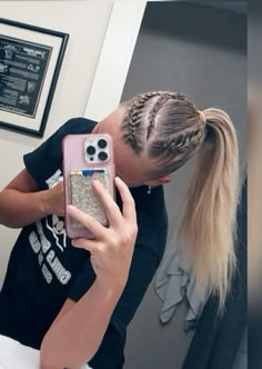 #softball #softballhair #hairstyles #hair #poney #braids #hairstylesforthinhair #thinhairstyles #sports Cute Basketball Hairstyles Short Hair, Athletic Braided Hairstyles Sports, Braided Hair Band Hairstyles, Cheer Comp Hairstyles, Goalie Hairstyles, Hair Styles For Track, Basketball Game Day Hairstyles, Track Meet Hair, Basketball Hairstyles Braids