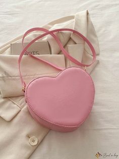 Bird in Bag - Stylish Pink Solid Color Zipper Heart Shaped Bag for Girls - Fashionable Shoulder Bag for Outdoor Activities Pink Heart-shaped Bag For Valentine's Day, Cute Shoulder Bag For Valentine's Day, Cute Valentine's Day Crossbody Shoulder Bag, Trendy Heart-shaped Shoulder Bag For Valentine's Day, Trendy Heart-shaped Shoulder Bag With Zipper Closure, Cute Heart-shaped Shoulder Bag For Daily Use, Cute Pink Shoulder Bag With Zipper Closure, Pink Heart-shaped Shoulder Bag For Daily Use, Trendy Heart-shaped Bag For Valentine's Day