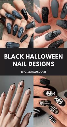 2023 Halloween Nail Ideas, Black Nail Halloween Designs, Spooky Halloween Nail Designs Short, Halloween Bat Nail Designs, Low Key Halloween Nails, Red Halloween Nails Design, Halloween Nails 2023 Trends, Halloween Matte Nails, Spooky Nail Designs Ideas For Halloween