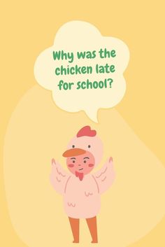 The Ultimate Chicken Jokes List Chicken Crackers, Egg Jokes, Chicken Quotes, Chicken Jokes, Kid Jokes, Late For School, Pecking Order, Chicken And Biscuits, Witty One Liners