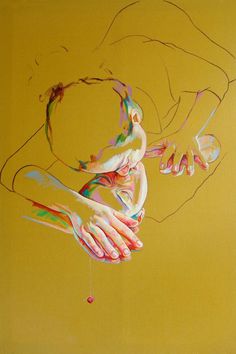 a painting of two hands touching each other