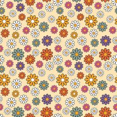 an image of colorful flowers on yellow background