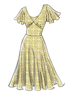 a drawing of a dress on a mannequin headdress, in yellow and white