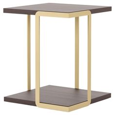 the side table is made out of wood and metal