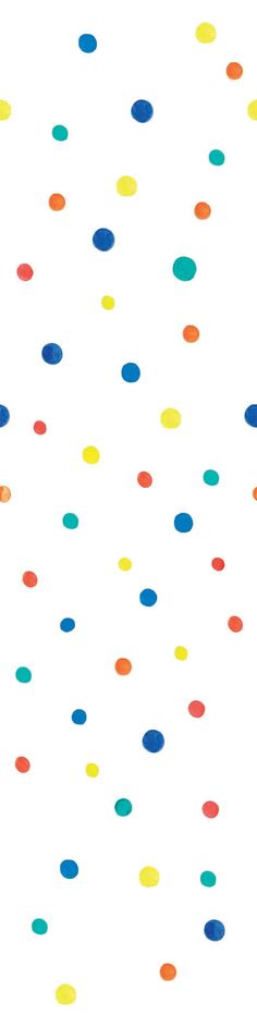 multicolored polka dot pattern on white background