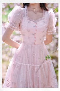 Be the belle of the ball in this exquisite pink tulle fairycore aesthetic dress. Crafted from ethereal floral lace with beautiful ruffle accents and delicate pink pearl buttons, this dress is the perfect addition to your romantic princess wardrobe. Experience the enchantment of fairy tulle and make any occasion unforgettable. ( Size S and M are now out of stock ) Fairy Lace Dress, Cute Pink Dress Aesthetic, Pink Princess Aesthetic Dress, Romantic Dress Aesthetic, Princess Outfits Royal, Pink Aesthetic Dress, Pink Cottagecore Dress, Fairy Dress Costume, Pink Vintage Dress