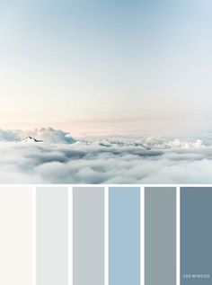 the sky and clouds are all shades of blue, gray, and white in this color palette