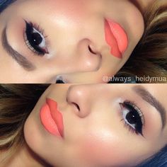 I love the lip color. orange lip liner from #NYX Mac sushi kiss mixed with sweat nectar from #milanicosmetics Diy Makeup Brush Cleaner, Diy Makeup Brush, Coral Lipstick, Coral Lips, Orange Lipstick, Orange Lips, Makeup Brush Cleaner, Fall Makeup