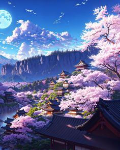 Sakura Background, Pretty Landscapes, Sky Art, Pretty Wallpapers Backgrounds, Zootopia, Anime Scenery Wallpaper, Fantasy Artwork