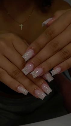 Ig: l.a.l.oooo Prom Nails Silver, Hoco Nails, Cow Nails, Colored Acrylic Nails, French Tip Acrylic Nails, Acrylic Nails Coffin Pink, Bling Acrylic Nails, Acrylic Nails Coffin Short