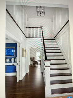 the stairs in this house are painted white