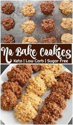 no bake cookies on a plate with the title above it