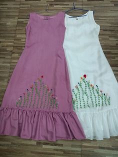 Frock Embroidery Design, Onam Outfits, Simple Frock Design, Casual Frocks, Simple Frocks, Kids Blouse Designs, Simple Kurta Designs, Simple Kurti Designs, Frock For Women