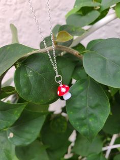 This cute small mushroom necklace is perfect for any occasion! Lampwork Pendant, Mushroom Necklace, Peace Sign Necklace, Mushroom Jewelry, Red Mushroom, Minimal Necklace, Celestial Necklace, Handmade Wire Wrapped, Charm Necklaces