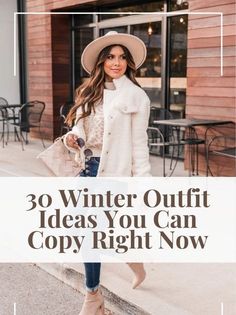 Cute Women Winter Outfits, How To Be Stylish In Winter, White Hat Outfit Winter, Winter Outfits Women 30s, Cute Womens Winter Outfits, Campfire Outfit Winter, Colorado Outfit November, Winter Everyday Shoes, Cold Weather Outfit Women