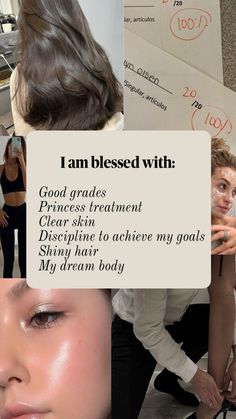 Clear skin, shiny hair, gym girl, princess treatment, relationship, good grades Motivation Academic, Lockscreen Affirmation, Wallpaper Manifestation, Affirmation Lockscreen, Affirmation Wallpaper, Board Wallpaper, Vision Board Examples, Vision Board Wallpaper