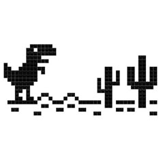 a pixellated image of a dinosaur and cactus