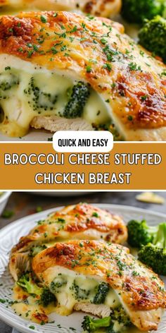 broccoli cheese stuffed chicken breast on a plate