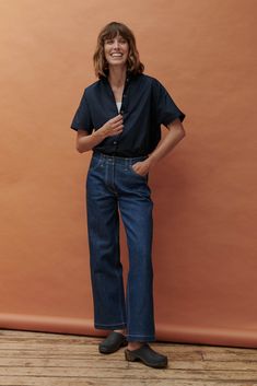 Women's Work Jean - Blue - Community Clothing Coloured Jeans, Cord Trousers, Work Jeans, Clothing Jeans, Jumpsuit Skirt, Knitwear Dress, Button Fly Jeans, Short Shirts, Denim Shirt