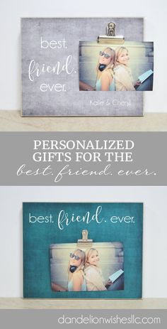 two wooden frames with the words best friend ever, personalized gifts for the best friend ever