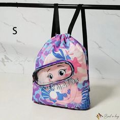 Bird in Bag - Portable Cartoon Swimming Bag with Wet and Dry Separation, Stylish Design, Ideal for Outdoor Activities, Swimming, Beach Vacations, and Bathroom Use in Summer Pink Backpack For Vacation, White Backpack For Beach, White Backpack For The Beach, Fun School Pouch Bag, Fun Travel Pouch Bag, Cartoon Swimming, Beach Backpack, Picnic Tote, Canvas Lunch Bag