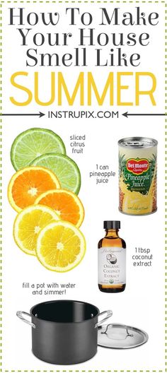 an advertisement with oranges, lemons and other things to make your house smell like summer