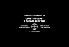 the coast to coast and across the pond logo on a black background with white lettering