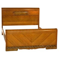 two wooden beds side by side against a white background