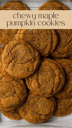 chewy maple pumpkin cookies stacked on top of each other