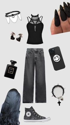 #goth #emo #black #outfit Emo Clothes Ideas, Lazy Goth Outfits, Emo Outfits, Goth Outfits, Black Outfit, Pins, Quick Saves, Black