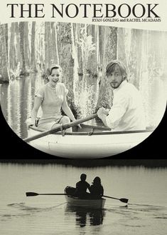 an advertisement for the notebook featuring two people in a rowboat