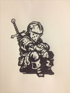 Dark Souls, A Drawing, Soldier, Tattoo Ideas, Tattoo Designs, Wall, White