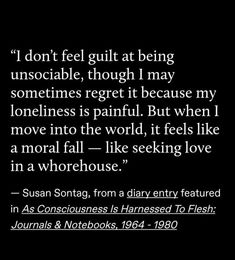 a quote from susan sontag about being unsociable, though i may sometimes forget it