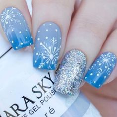 Xmas Nail Designs, Snowflake Nail, Nails Pretty, Holiday Nail Designs, Winter Nails Acrylic, Christmas Gel Nails