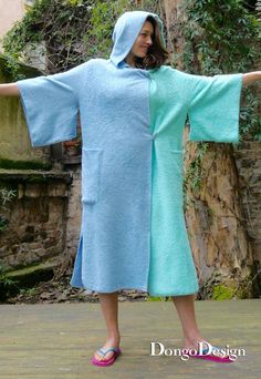 PDF sewing pattern E-Book Sauna Bathrobe with instructions Robe Pattern Free Sewing, Robe Pattern Free, Pattern Free Sewing, Summer Coat, Summer Coats, Kimono Design, Sewing Instructions, Easy To Sew, Pattern Free