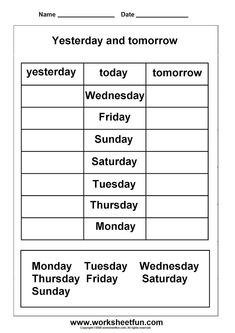 worksheet for the days of the week with words and pictures to print out