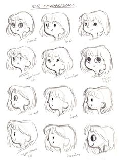 some drawings of different faces and hair styles for children to learn how to draw them