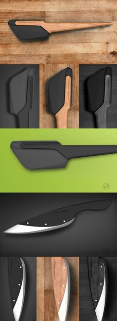 several different types of knives and cutting boards