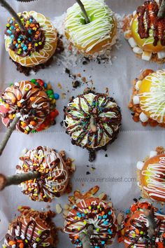 You can make amazing and gorgeous Gourmet Caramel Apples at home with just a few easy steps! Customize with different drizzles and toppings! Coconut Chocolate Chip Cookies, Chocolate Apples, Gourmet Candy