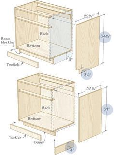 the measurements for an unfinished cabinet